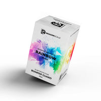 Front-facing view of the Dragonscale Rainbow Rush bumper booster box, featuring a display packaging box for 10-pack PSA bumper guards.