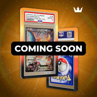Promotional graphic for trading cards with 'Coming Soon' text on an orange background