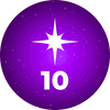 Purple sphere with a white star and number 10 on a white background