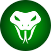White snake head logo on a green circle