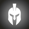 White Spartan helmet logo on a dark gray background
