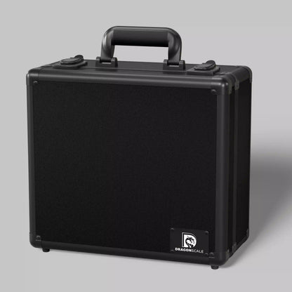 Front closed view of the Dragonscale Behemoth XL-45 metal slab case in carbon black.