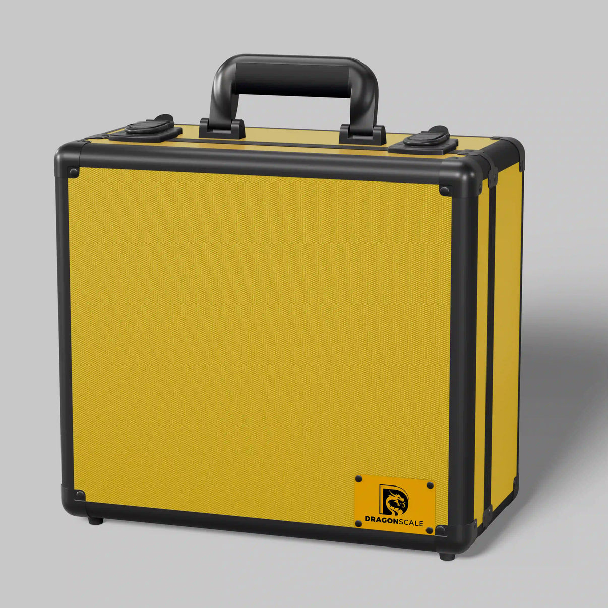 Front closed view of the Dragonscale Behemoth XL-45 metal slab case in yellow.
