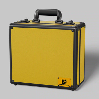 Front closed view of the Dragonscale Behemoth XL-45 metal slab case in yellow.