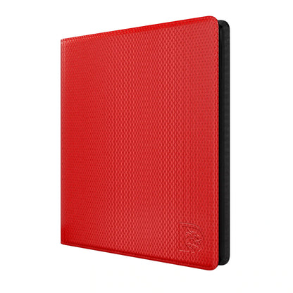 Front view of the Dragonscale Y9 Dragon card binder album in inferno red scale pattern.