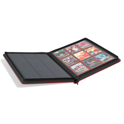 Open view with empty slots of the Dragonscale Y9 Dragon card binder album in inferno red scale pattern.