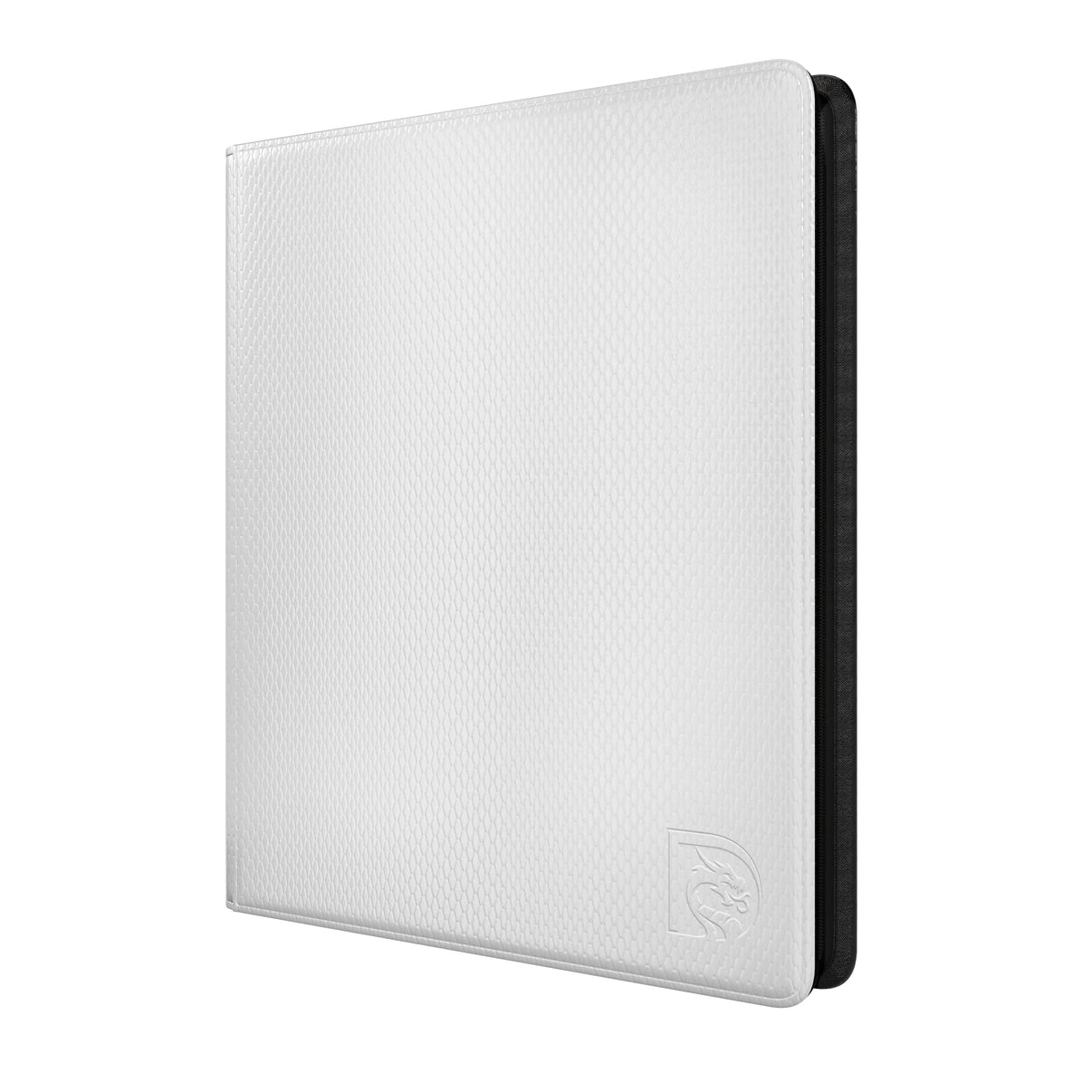 Front view of the Dragonscale Y9 Dragon card binder album in ivory white  scale pattern.
