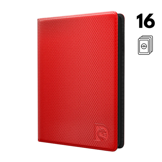 Front view of the Dragonscale Z16 Dragon card binder album in inferno red scale pattern.