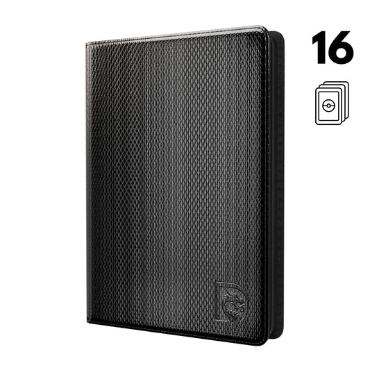 Front view of the Dragonscale Z16 Dragon card binder album in shadow black scale pattern.
