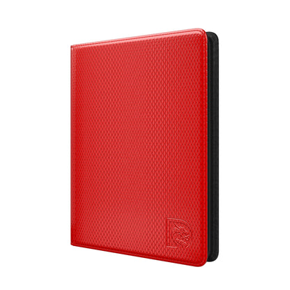 Front view of the Dragonscale Z9 Dragon card binder album in inferno red scale pattern.