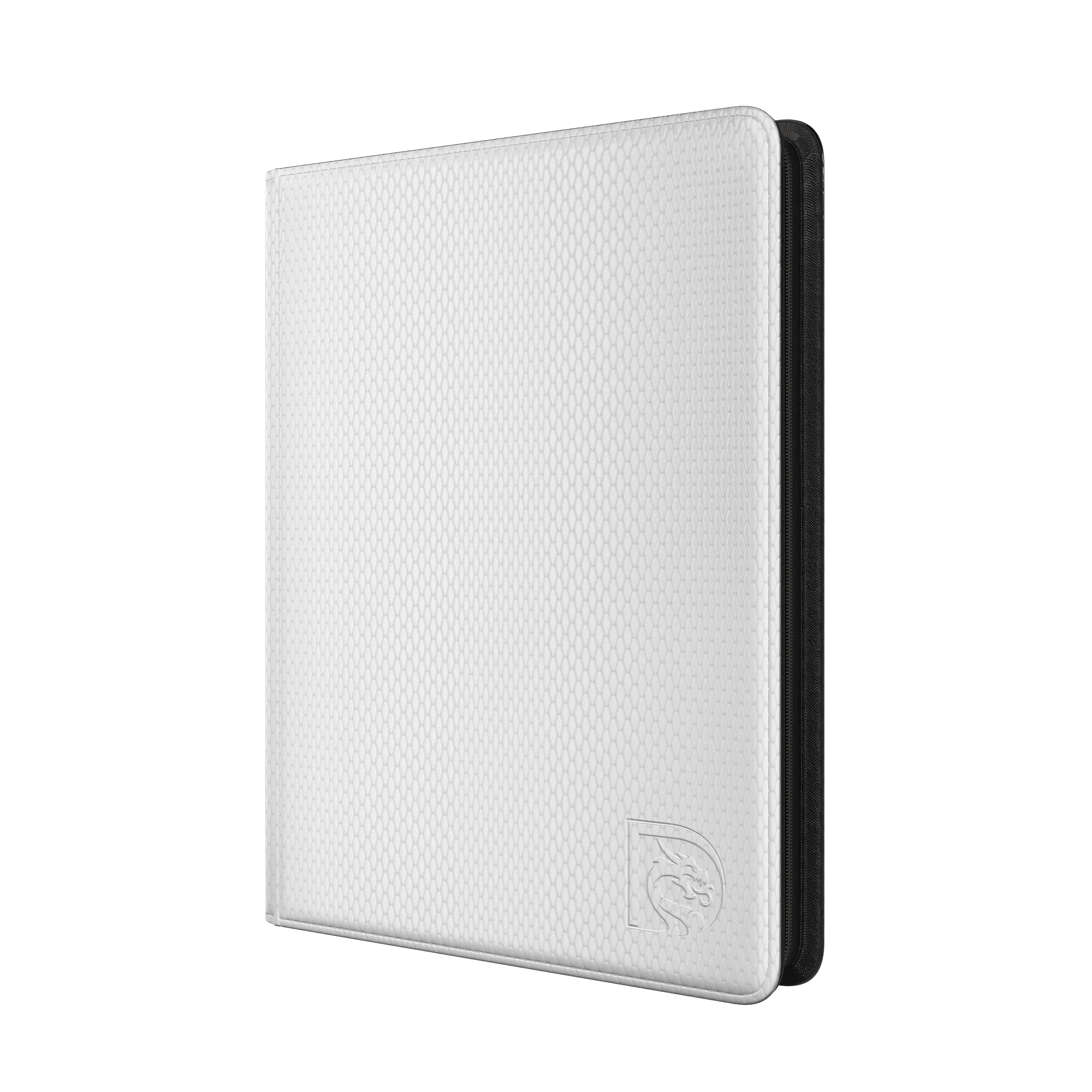 Front view of the Dragonscale Z9 Dragon card binder album in ivory white scale pattern.