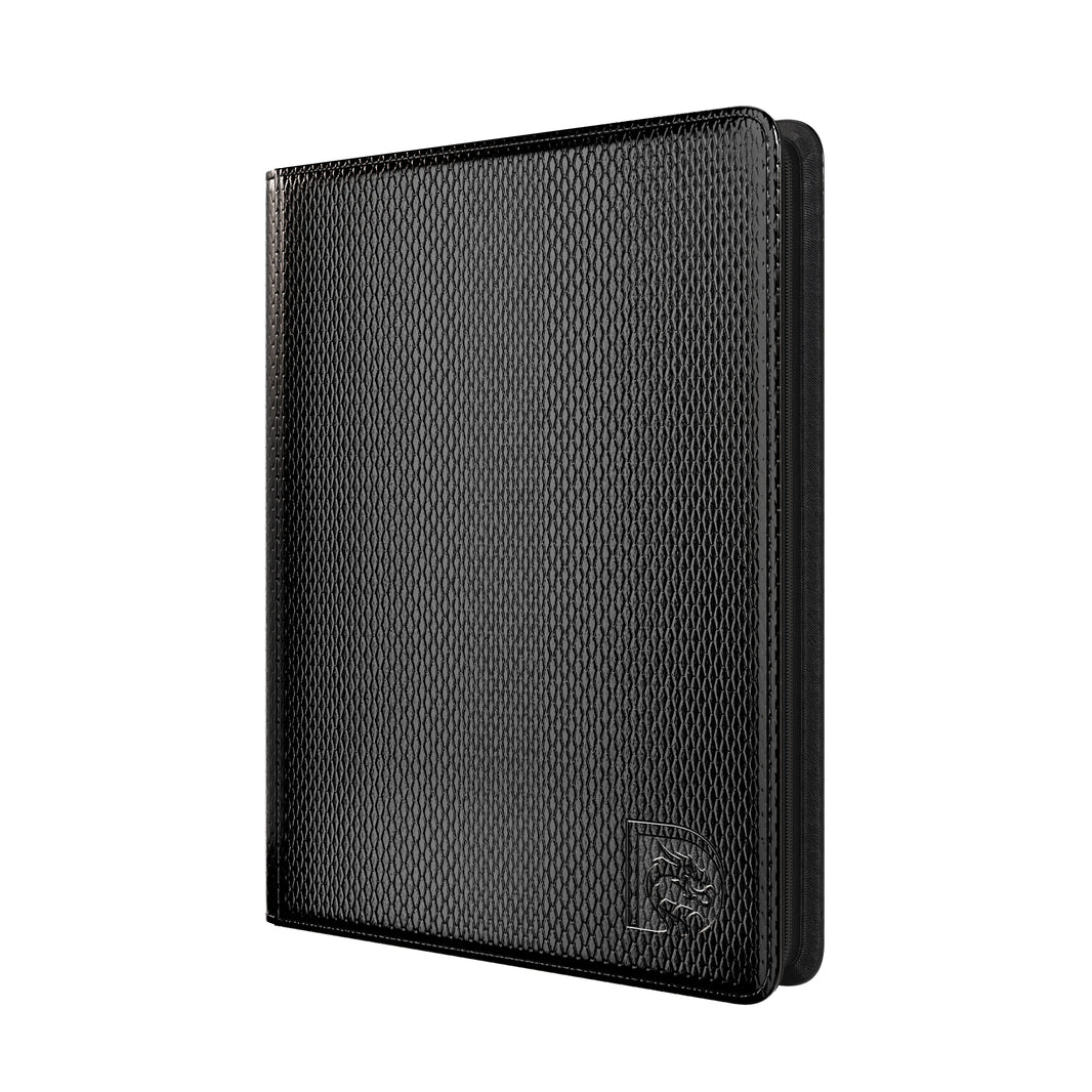 Front view of the Dragonscale Z9 Dragon card binder album in shadow black scale pattern.