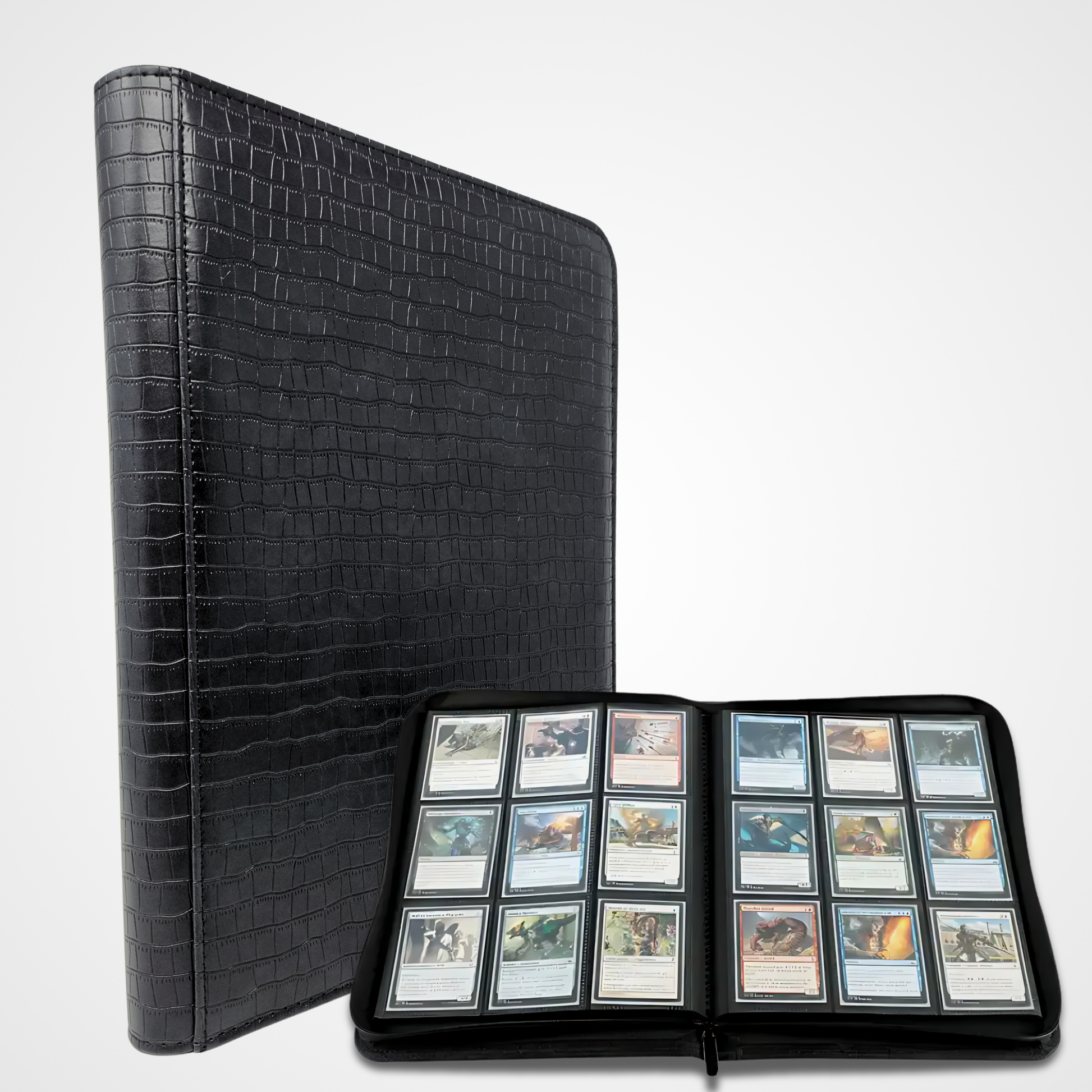 DRAGONSCALE Dragon-Z9 Premium Leather Trading Card Binder Album (Onyx Black)