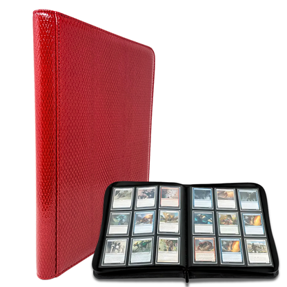 DRAGONSCALE Dragon-Z9 Premium Leather Trading Card Binder Album (Red Scales)