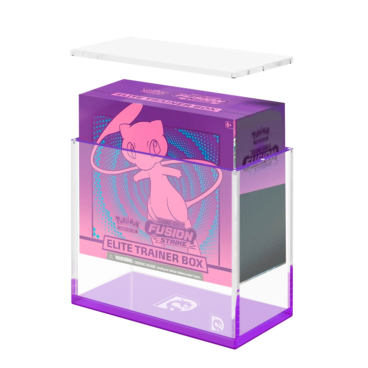 Product packaging view of the Dragonscale WyrmPrism AE192 Purple Amethyst acrylic case alongside its Dragonscale packaging box.