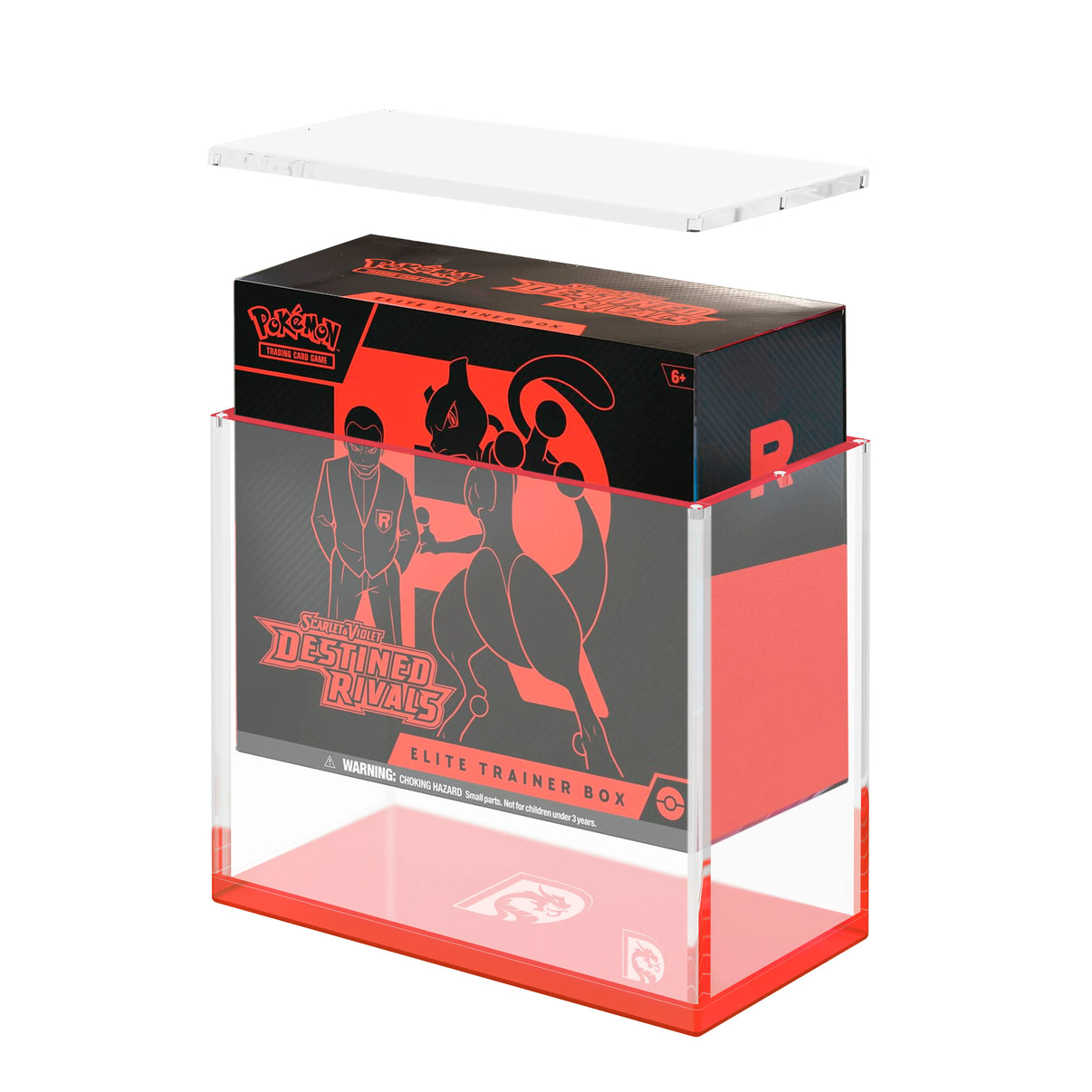 Product packaging view of the Dragonscale WyrmPrism AE192 Red Ruby acrylic case alongside its Dragonscale packaging box.
