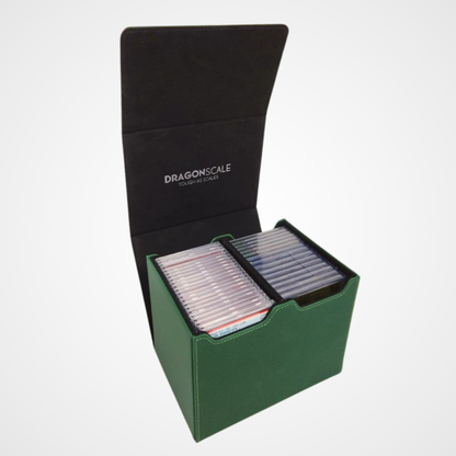 DRAGONSCALE X2R-Deluxe Premium Leather Graded Card Slab Case (Forest Green)