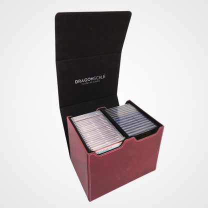 DRAGONSCALE X2R-Deluxe Premium Leather Graded Card Slab Case (Ruby Red)