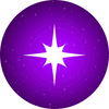 Purple star-like symbol on a white background