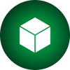 Green icon of a box on a white background
